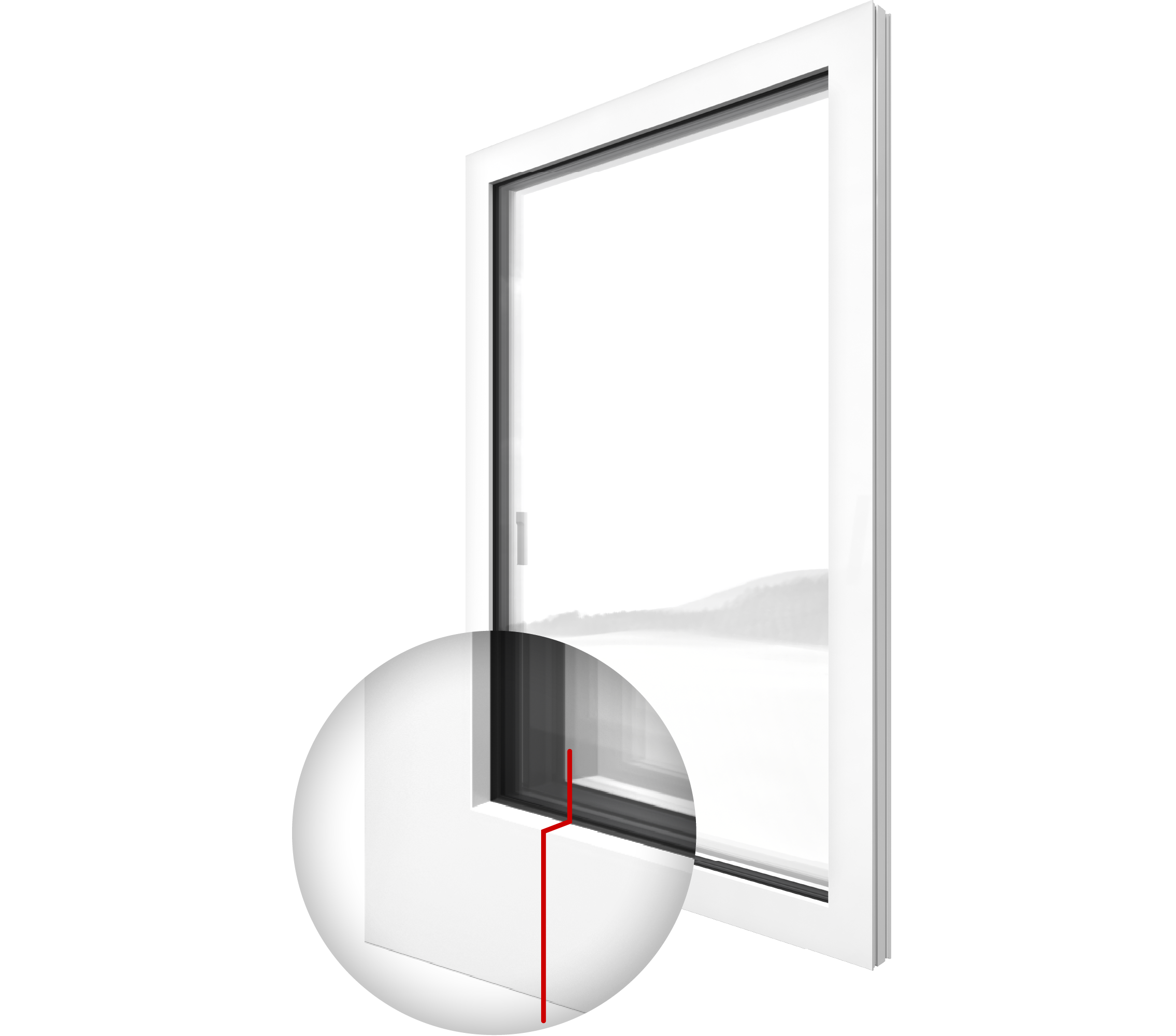 Okno PCV Internorm KF 320 w linii studio, widok od zewnątrz