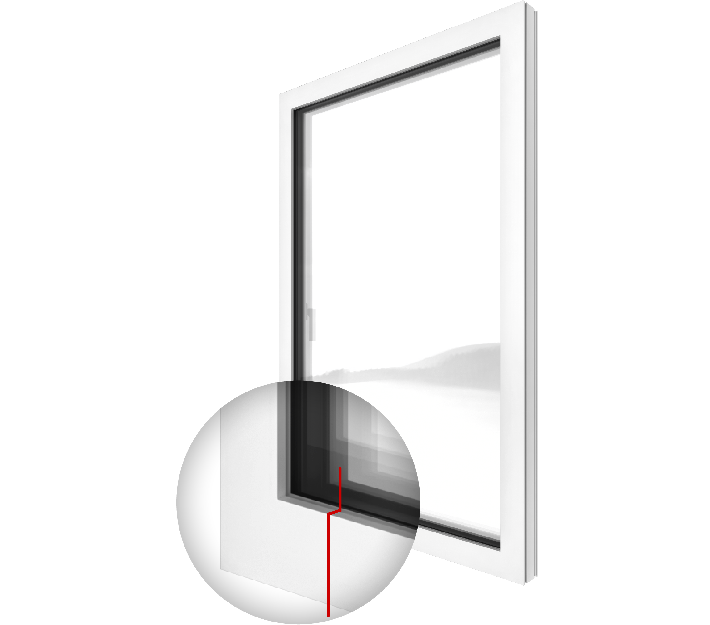 Okno PCV Internorm KF 520 w linii studio, widok od zewnątrz